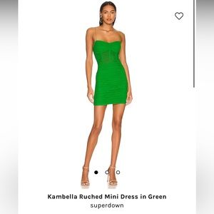 Superdown Kambella Ruched Mini Dress in Green